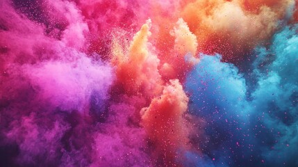 Fototapeta premium Vibrant Holi Festival Celebrated with Fireworks Lighting Up the Night Sky