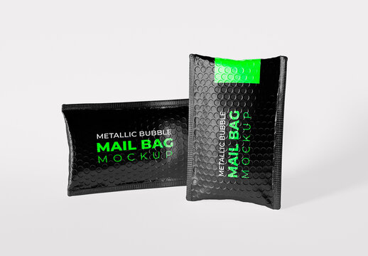 Two Metallic Packing Bags On Floor Mockup