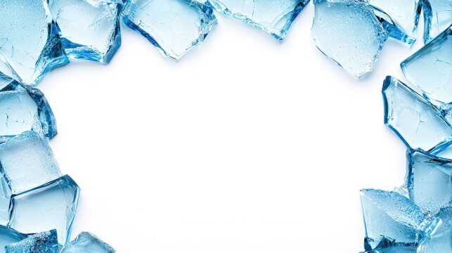 Ice Cube Border Background with Clear Spaces for Text or Design