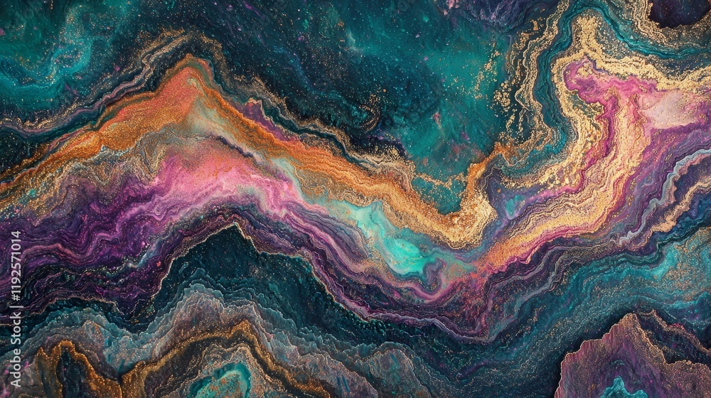 Poster Unique Patterns Created with Colored Powders in Abstract Design