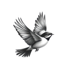 Obraz premium Elegant monochrome bird in flight, minimalist flat design, capturing freedom and grace in a striking black and white aesthetic