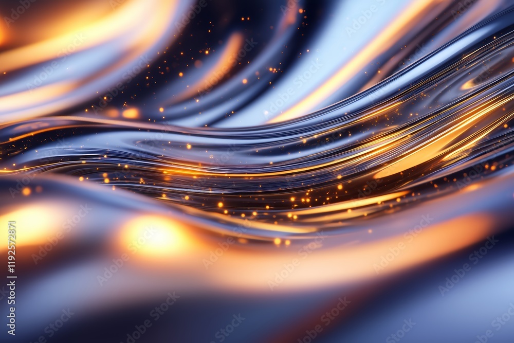 Poster abstract forms illuminated by dynamic waves emphasize visual energy. abstract waves and glowing form