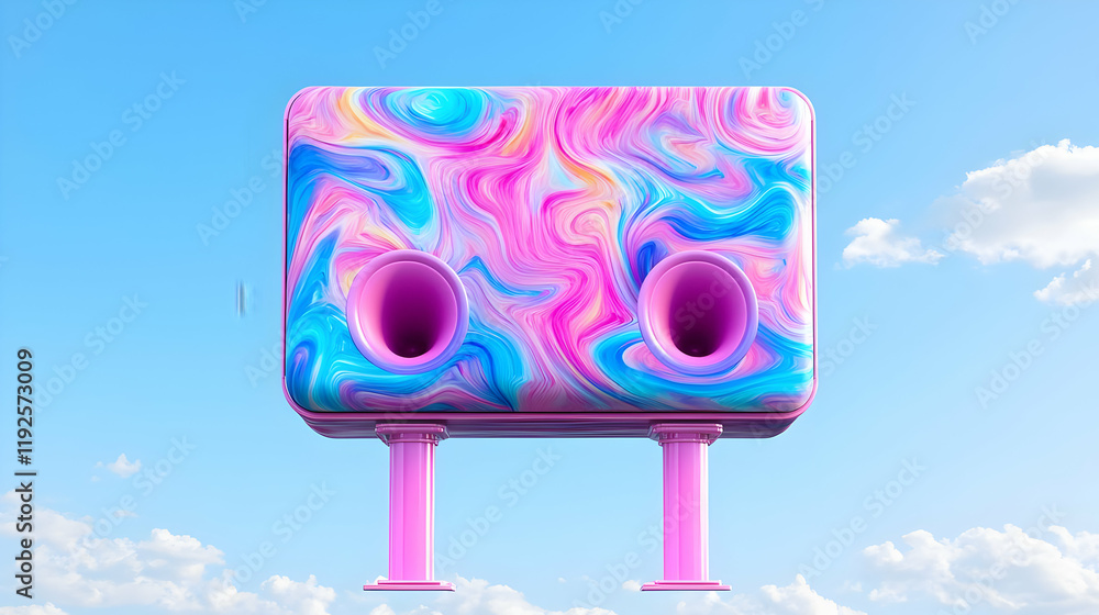 Poster abstract billboard design featuring dynamic shapes and vibrant colors, creating an eye-catching visu