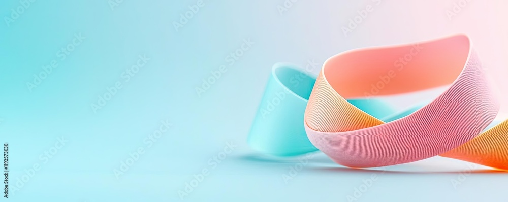 Poster symmetry gradient concept. colorful abstract ribbons flowing smoothly on a soft background, creating