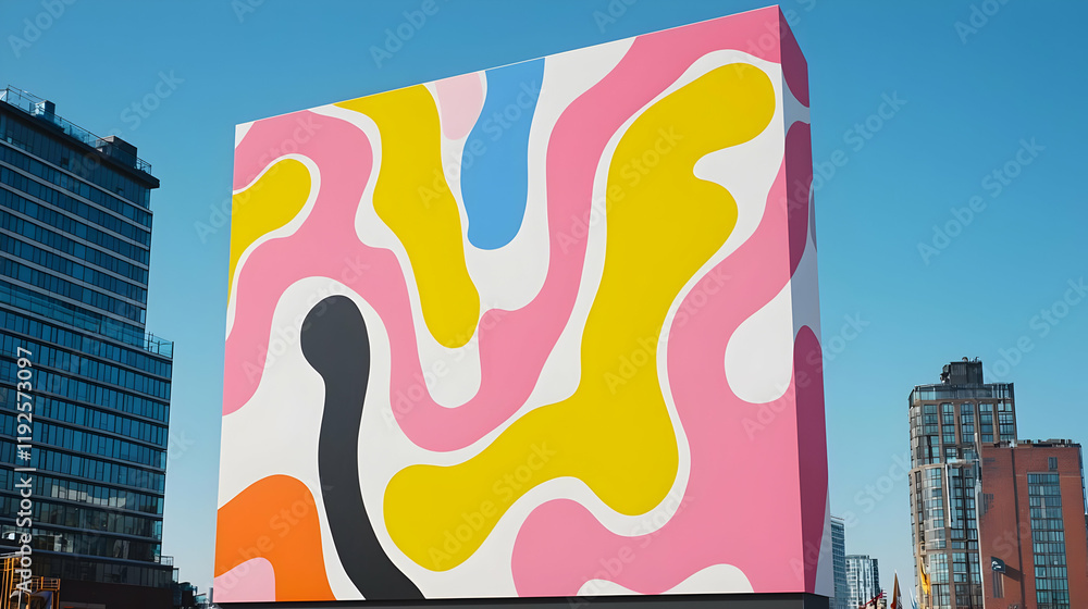 Aufkleber vibrant billboard design, a striking layout featuring bold colors and dynamic graphics that capture 