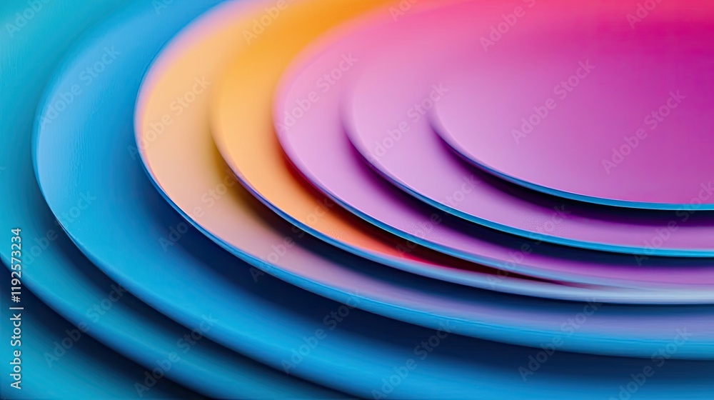 Poster symmetry gradient concept. colorful layered circles in gradient hues create an abstract artistic bac