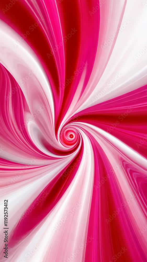 Poster swirling patterns in vibrant pink and white create a mesmerizing visual spiral effect in bold colors