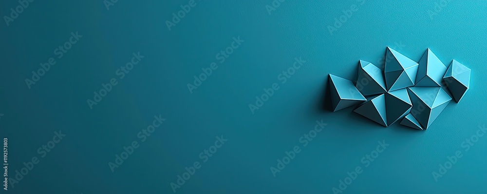 Poster symmetry gradient concept. abstract geometric design featuring teal pyramids against a smooth backgr