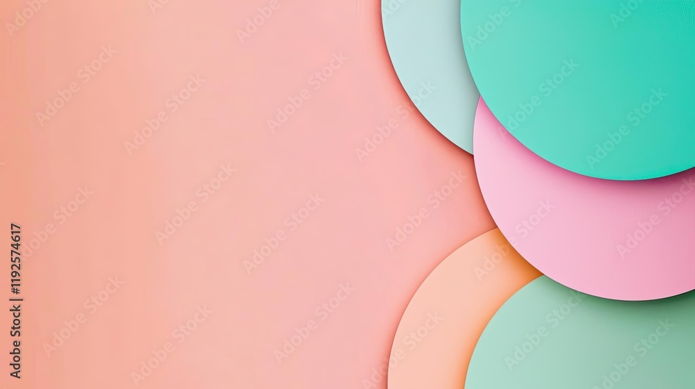 Poster symmetry gradient concept. colorful circles layered over a soft, pastel background create a minimali