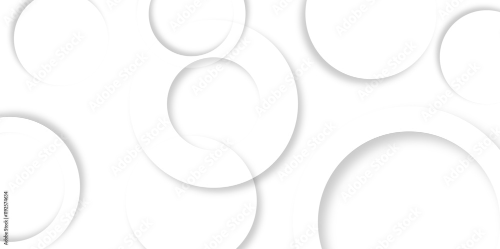 Aufkleber Abstract background with circle white abstract geometric background with soft light white paper circles in design .Gray abstract. Modern design background for report and project presentation template.