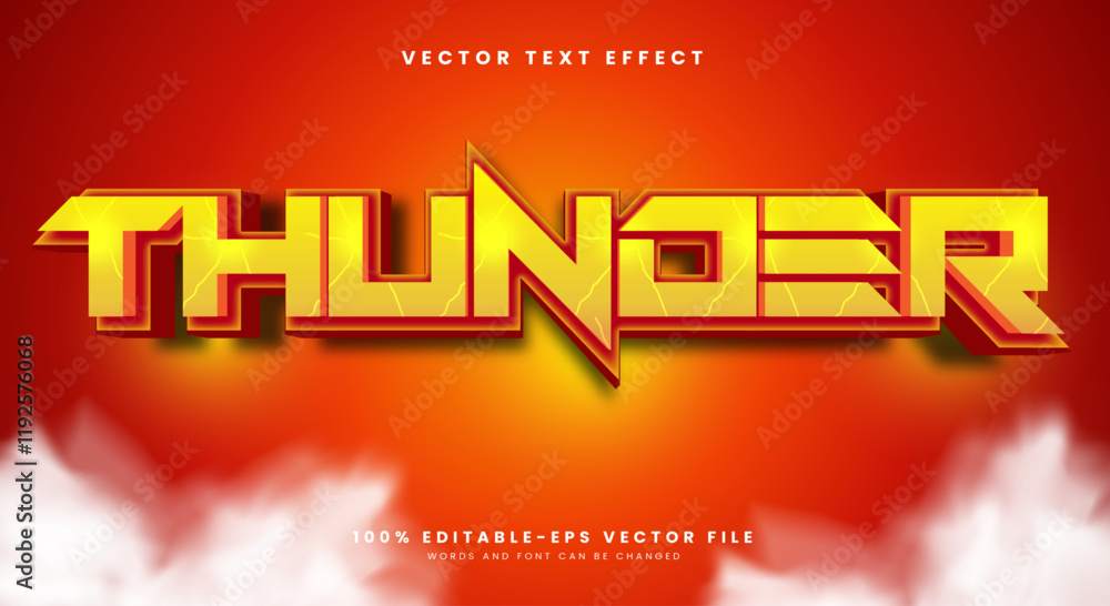 Poster thunder editable text effect template suitable for electric text style theme