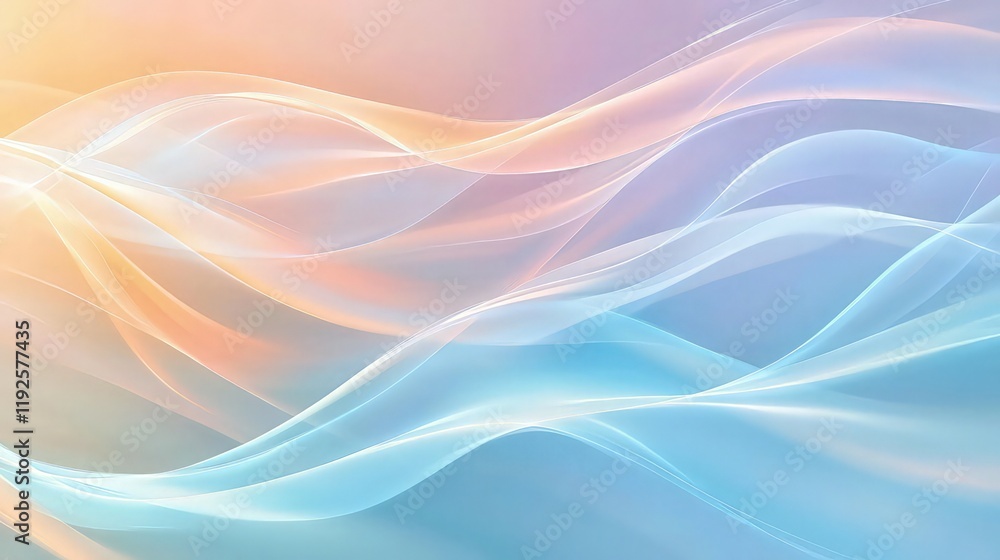 Poster a subtle abstract background with soft streaks of light in pastel blue, peach, and lilac, blending g