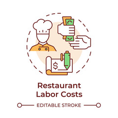 Food costs multi color concept icon. Cooking ingredients buying. Restaurant operational expenses. Round shape line illustration. Abstract idea. Graphic design. Easy to use in promotional material
