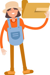 Woman Farmer Character Holding Folder
