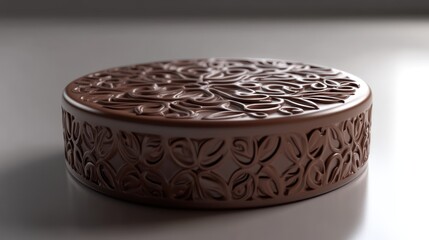 Intricate Chocolate Disc: A 3D Rendered Masterpiece