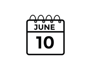 June 10 - Daily Calendar Icon with day of month
