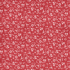 Seamless floral background fabric with ditsy and daisy pattern