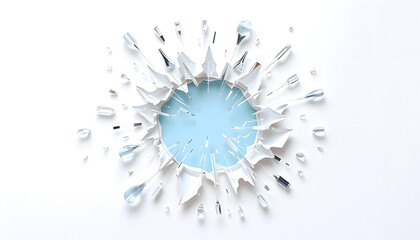 Detail of glass explosion, Paper Cutout style, with white tones