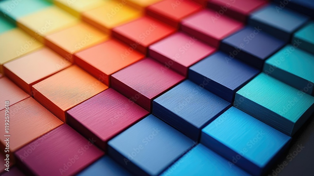 Poster Vivid gradient idea. A vibrant array of color swatches in various shades and tones for design inspiration.
