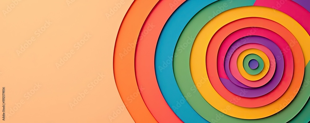 Poster vivid gradient idea. vibrant circular layers in various colors create an eye-catching abstract desig