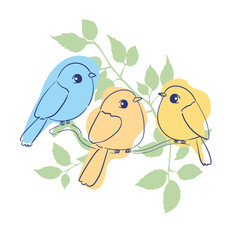 Hand drawn cute little birds vector