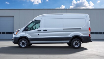 White van mockup for place on factory or warehouse background. Courier delivery.