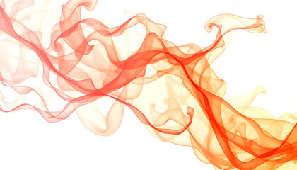 Warm-colored abstract smoke waves that evoke a sense of freedom and creativity on a clean white background, magazine photoshoot