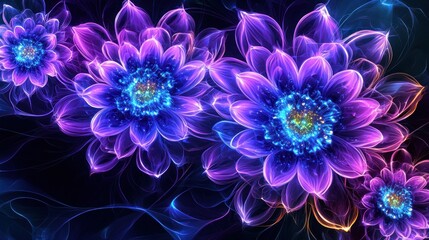 Glowing Neon Flowers: A Digital Art Masterpiece