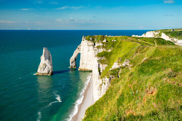 Etretat, France. White cliffs view