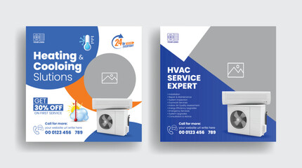 Heating, ventilation and air conditioning Repair, maintenance, installation Service social media posts, banner, ads templates, Ac maintenance, and installation  square flyer poster design