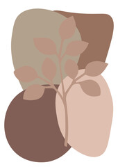 Flowers drawn by hand line, logo for design, on white background, Mocha Mousse colors - Pantone colors of 2025
