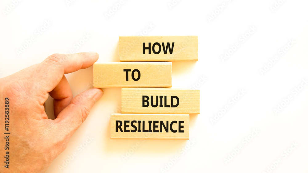 Aufkleber how to build resilience symbol. concept words how to build resilience on beautiful wooden blocks. be