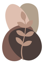 Flowers drawn by hand line, logo for design, on white background, Mocha Mousse colors - Pantone colors of 2025
