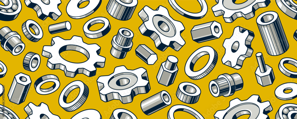 Poster modification, invention and solution theme seamless background, vector engineering endless wallpaper