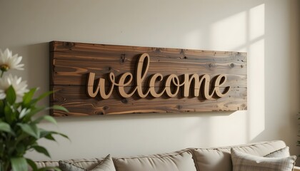 Rustic Wooden Welcome Sign:  Elegant Script on Reclaimed Wood