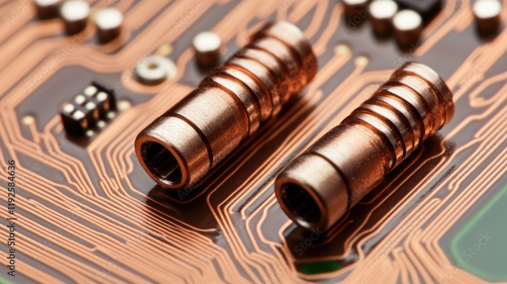 Poster close up of electronic circuit modification with soldering iron showcasing intricate details of comp