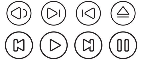 Play button icons on transparent. Play button icon set. Video audio player. Web, phone, music. Vector illustration EPS 10