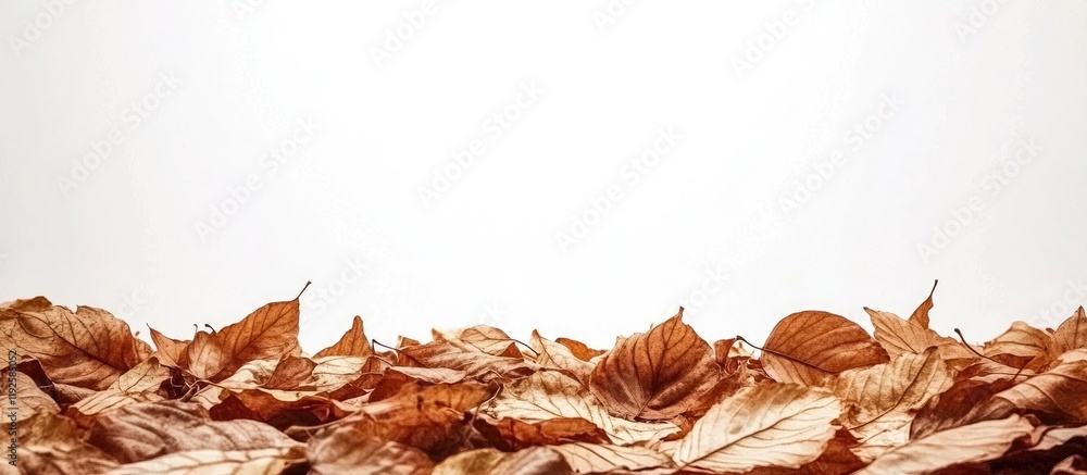 Aufkleber autumn leaves scattered on the ground with soft lighting and empty background space ideal for text o