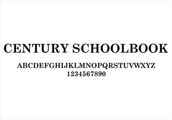 Century School Book font for logo and headline. Isolated vector typeset