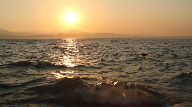 sunset on lake garda sirmione fortified city