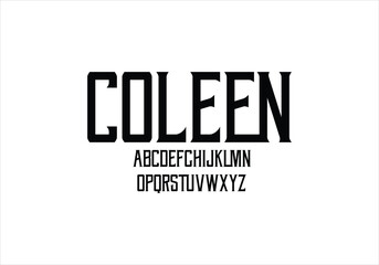 Coleen font for logo and headline. Isolated vector typeset