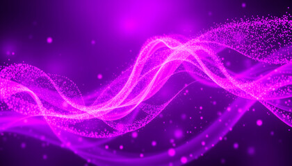Fototapeta premium Dark purple and pink energy waves from particles glowing bright magical abstract background from, Dynamic motion, with white tones