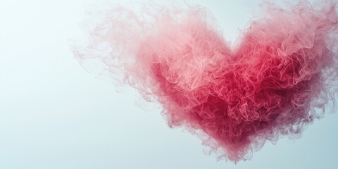 Fototapeta premium Abstract pink heart made of soft smoke or ink in water on a light background