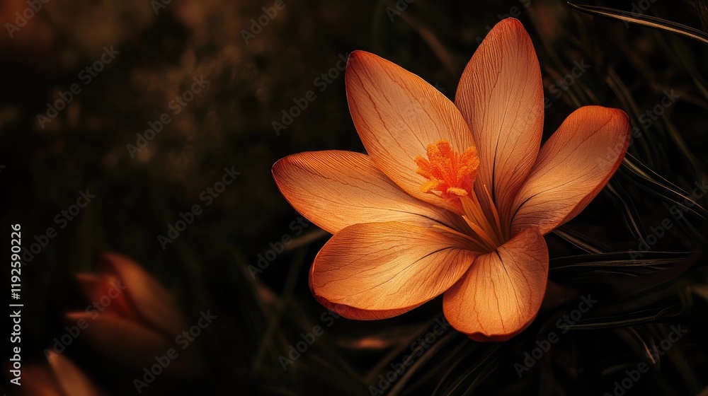 Aufkleber Crocus flower in bloom showcasing delicate petals and vibrant colors in a serene setting ideal for nature and gardening themes.