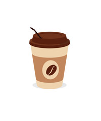 Coffee paper cup flat isolated vector stock illustration