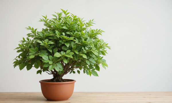 Japanese Fern Tree (Filicium decipiens) Bushy, fern-like tree with finely divided green foliage in a terracotta pot, perfect for creating