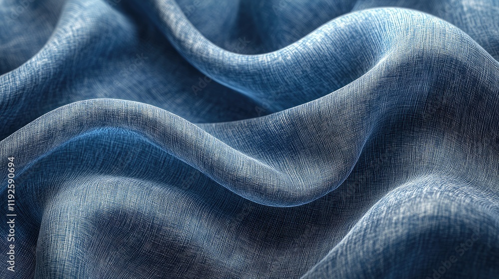 Poster elegant blue fabric texture with delicate folds ideal for fashion and interior design backgrounds or