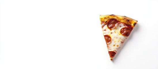 Fresh homemade pepperoni pizza slice isolated on white background perfect for food advertisements and culinary promotions
