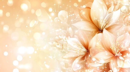Elegant Golden Flowers Sparkling Background Design
