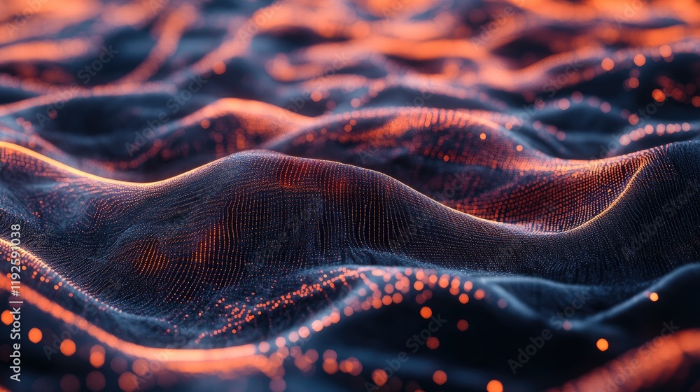 Poster dynamic fiber optic waves representing high-speed data transmission and connectivity in a digital la